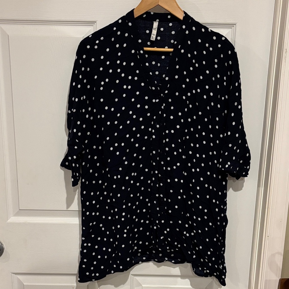 Zara Black Polka Dot Button-Front Blouse